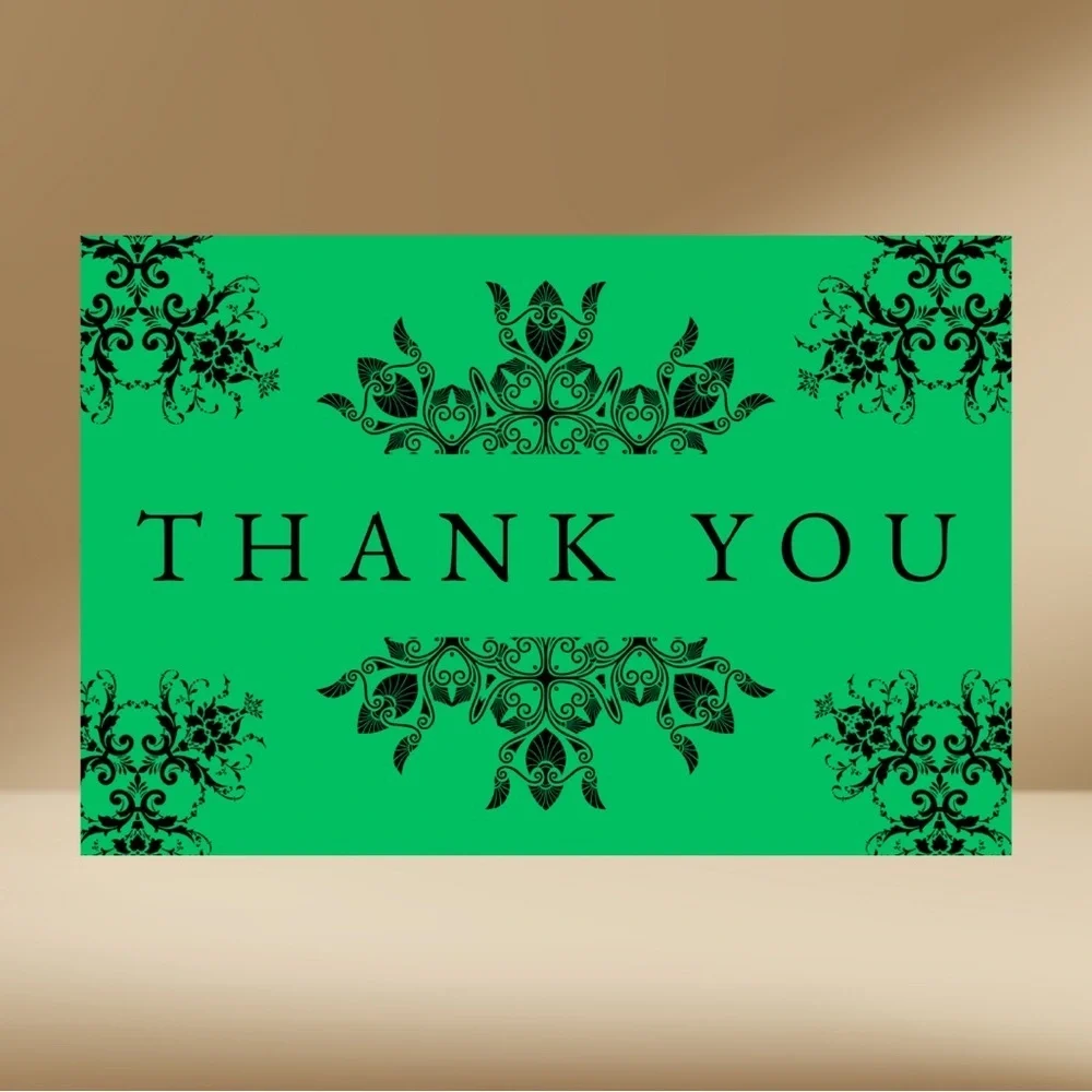 10 Green Thank You Cards